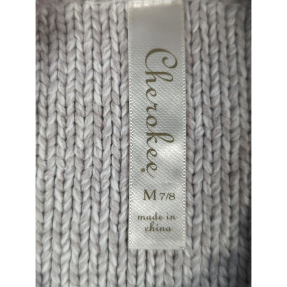 Cherokee Girls Cable Knit Crop Sweater Oatmeal Heather Size M 7/8 Cozy - Picture 2 of 9